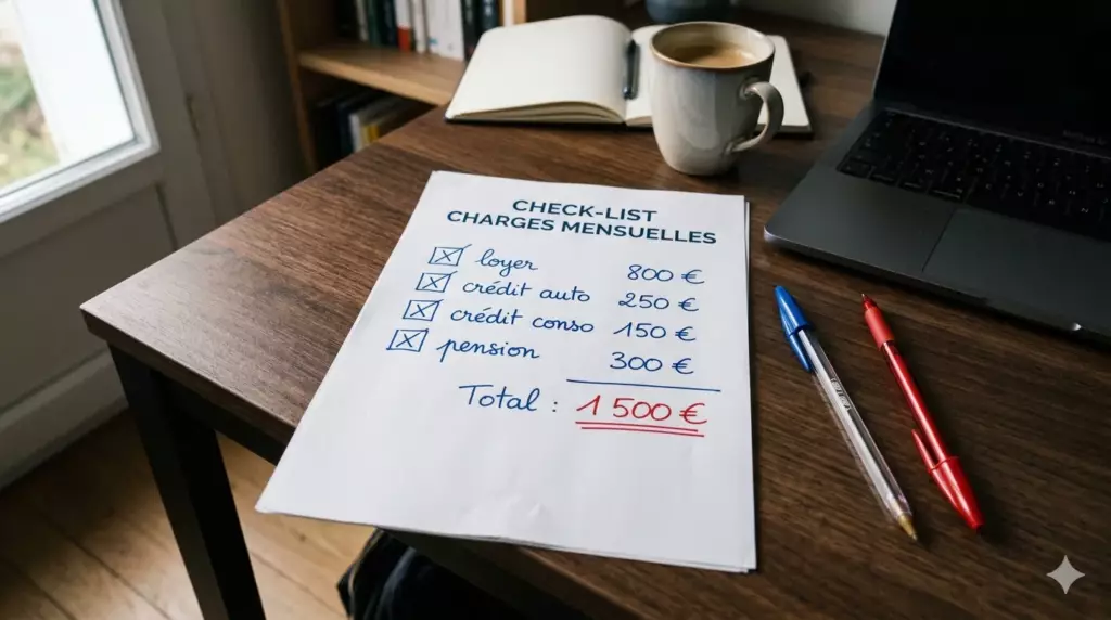 calcul taux endettement : liste des charges à comptabiliser loyer credit voiture pension