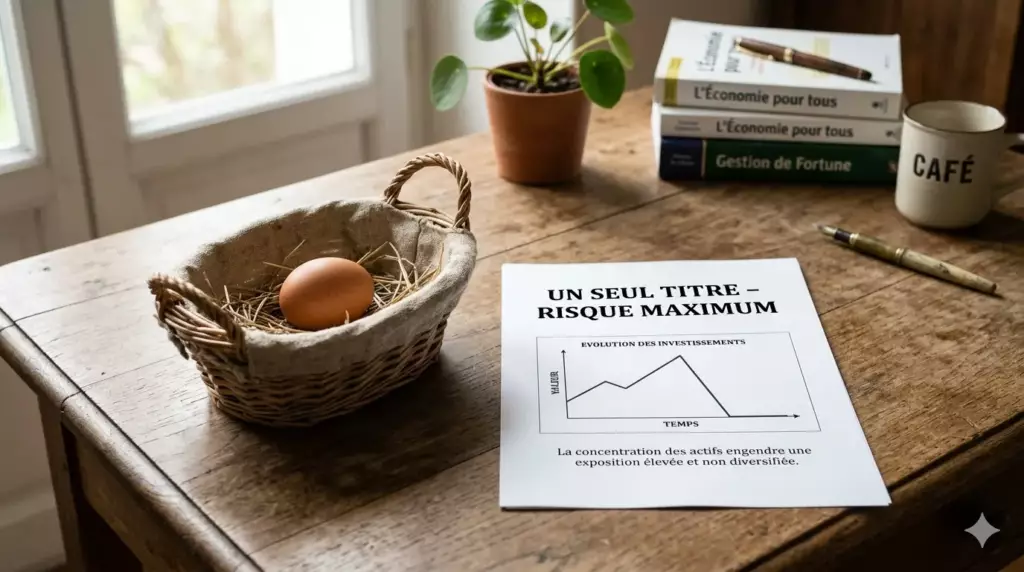 erreurs debutant bourse : portefeuille concentré sur une seule action qui s'effondre
