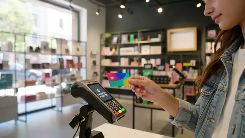 neobanque ado : une adolescente règle ses achats sans contact avec la carte de sa néobanque
