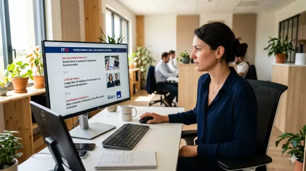 neobanques francaises 2026 : veille actualité néobanques sur ordinateur avec nouvelles fonctions