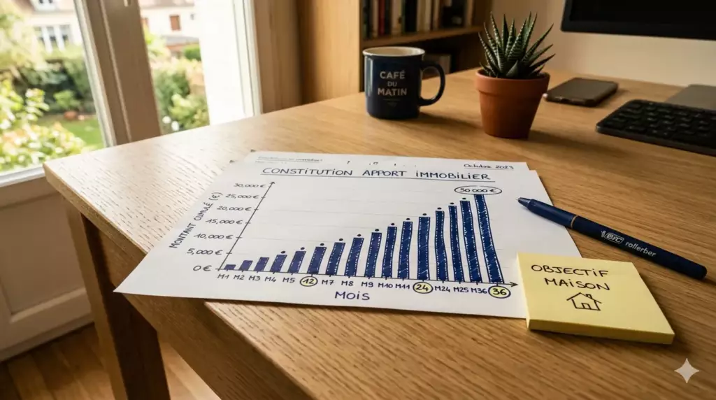 apport credit immobilier : tableau d'épargne progressif vers objectif apport immobilier
