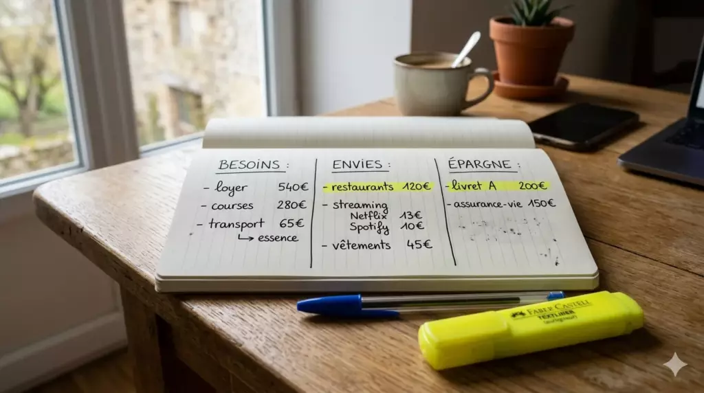 budget 50 30 20 : tableau de classement des dépenses mensuelles par catégorie