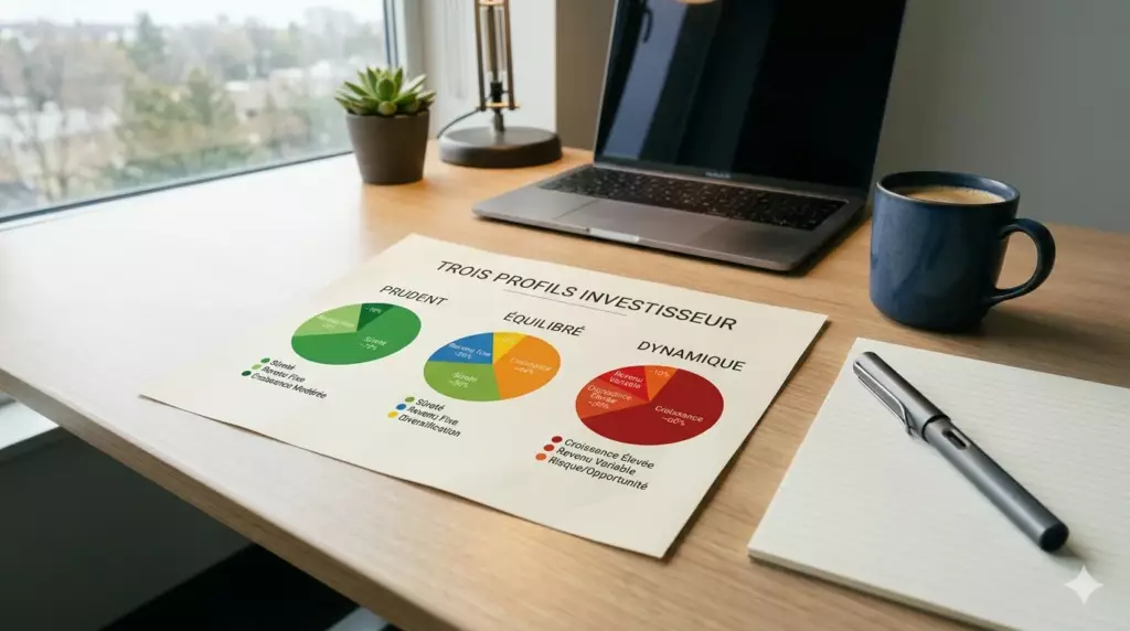 définir profil investisseur : trois types de portefeuille prudent équilibré dynamique illustrés