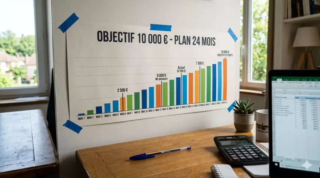 plan epargne 10000 euros : feuille de route épargne avec jalons mensuels sur 24 mois