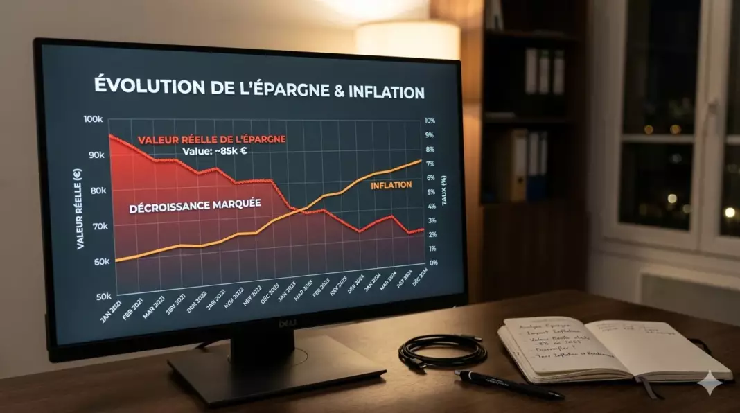 proteger epargne inflation : graphique montrant erosion du pouvoir d'achat face à l'inflation