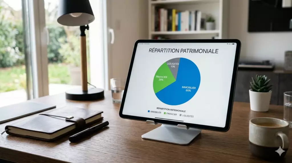 suivre patrimoine tableau de bord : graphique camembert répartition patrimoine par classe