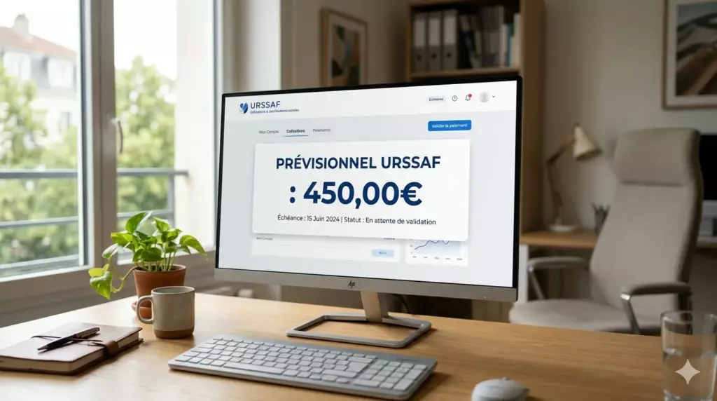 compte pro EURL 2026 : écran montrant le calcul des cotisations sociales pour travailleur non-salarié