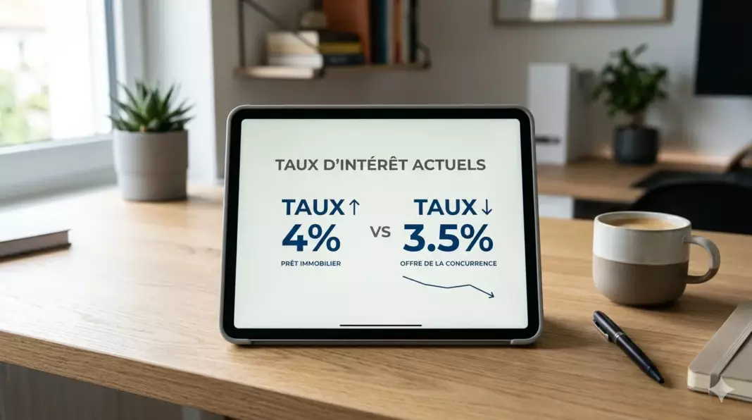 vivid business vs finom comparatif : tablette affichant deux taux de rémunération en pourcentage