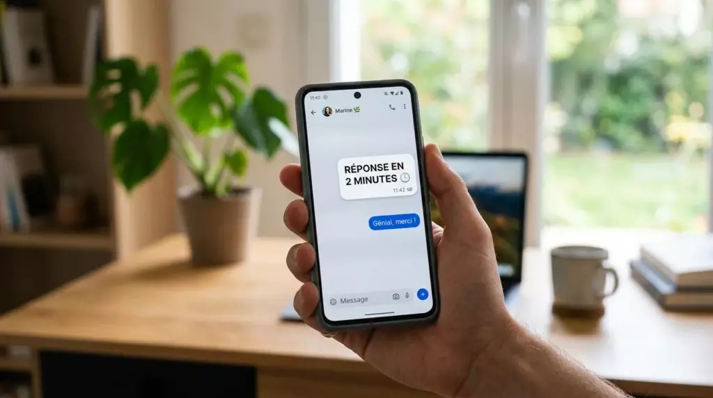 qonto avis 2026 : smartphone affichant une conversation avec le support client