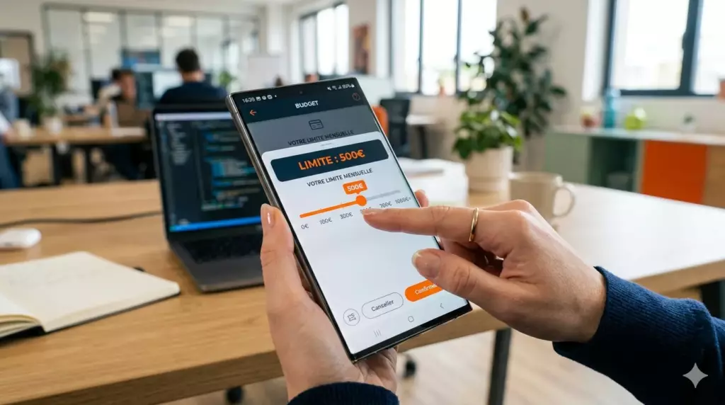 wallester business avis 2026 : curseur de limite de dépense sur application mobile