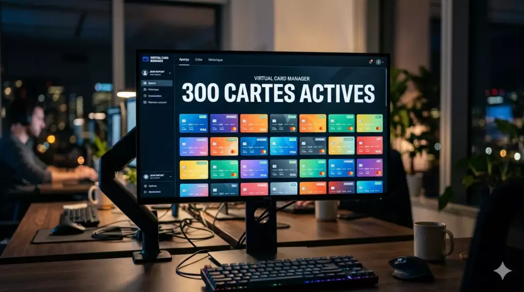 wallester business avis 2026 : interface web montrant des dizaines de cartes virtuelles activées
