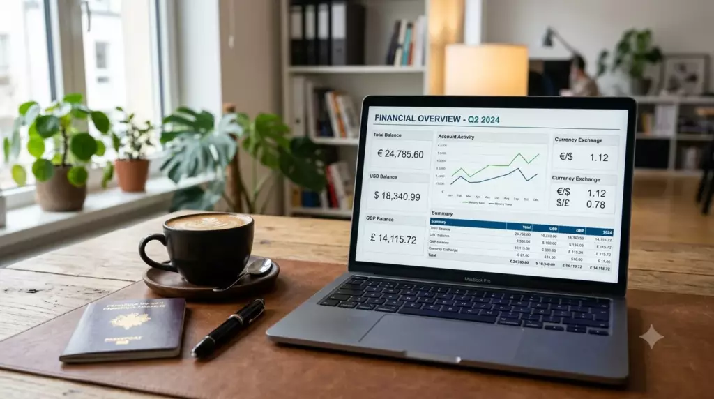 wise business airwallex revolut business comparatif : écran affichant des taux de change en temps réel