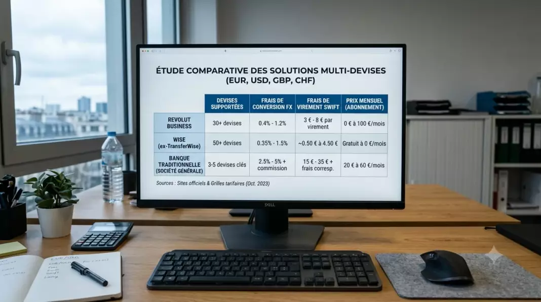 compte pro multi-devises 2026 : tableau comparatif Airwallex, Wise Business et Finom